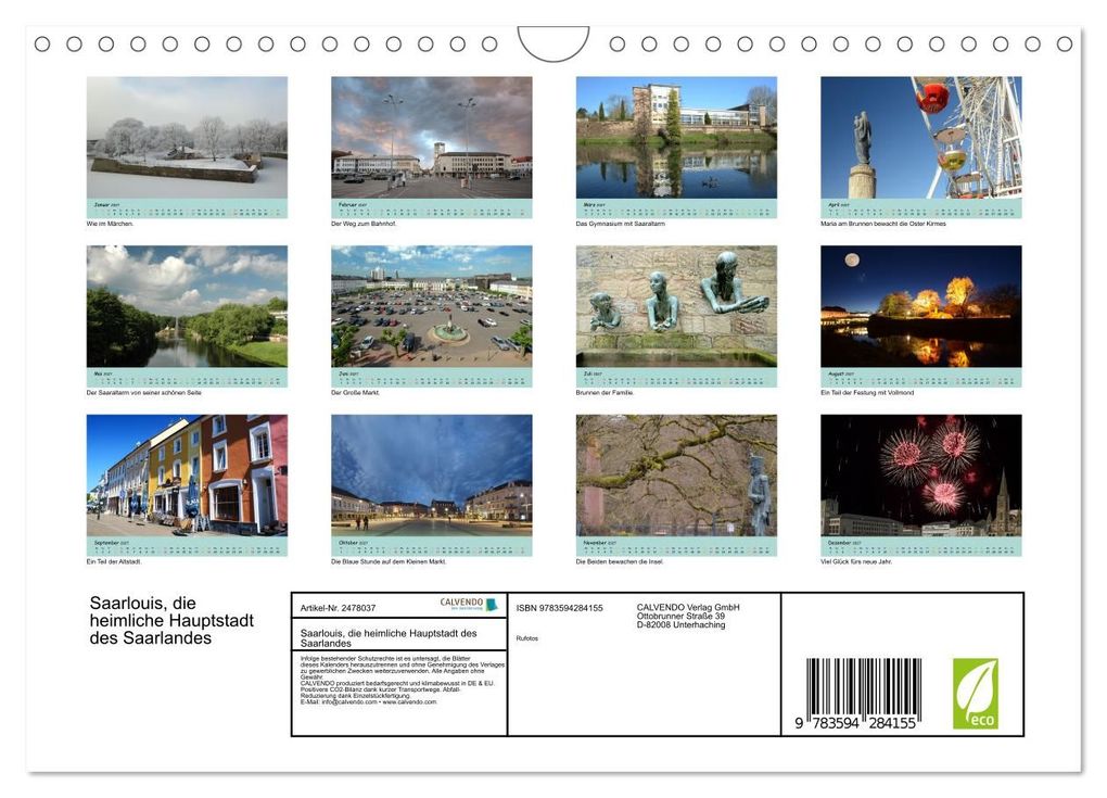 Weitere Ansicht: Saarlouis, die heimliche Hauptstadt des Saarlandes (Wandkalender 2027 DIN A4 quer), CALVENDO Monatskalender | Rufotos, Calvendo