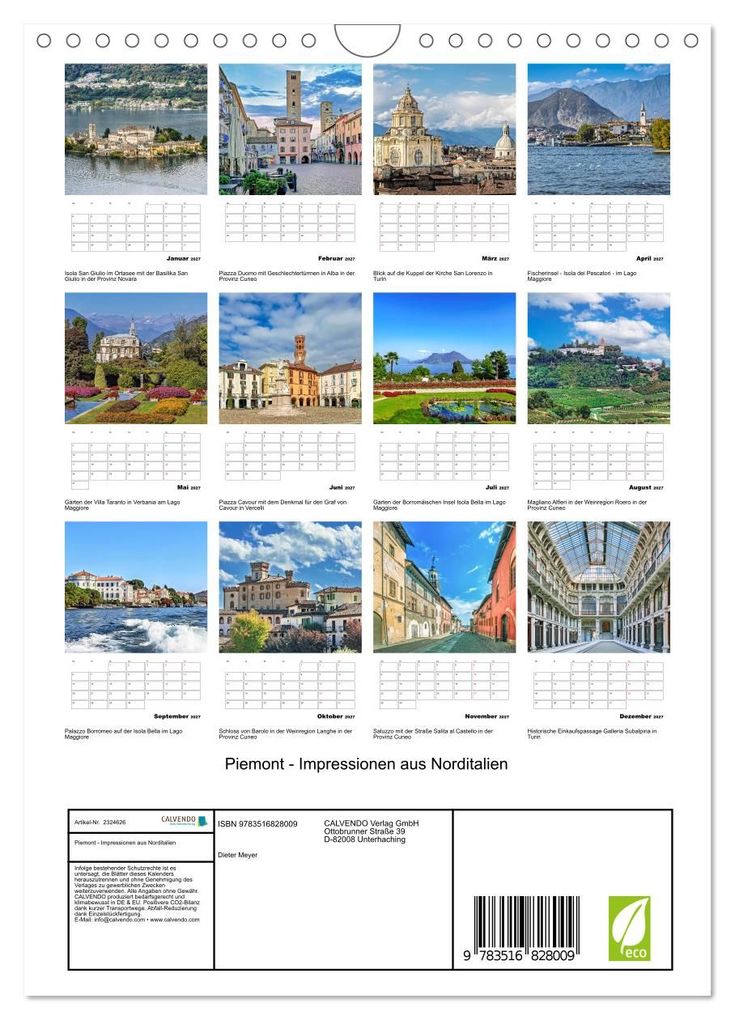 Weitere Ansicht: Piemont - Impressionen aus Norditalien (Wandkalender 2027 DIN A4 hoch), CALVENDO Monatskalender | Dieter Meyer, Calvendo