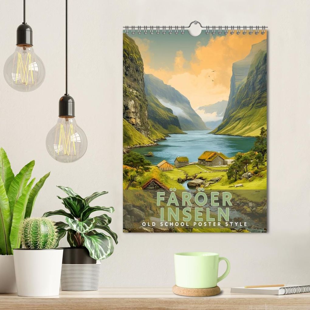 Weitere Ansicht: Färöer Inseln - Old School Poster Style (Wandkalender 2027 DIN A4 hoch), CALVENDO Monatskalender | Val Thoermer, Calvendo