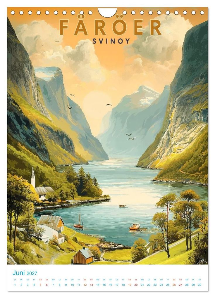 Weitere Ansicht: Färöer Inseln - Old School Poster Style (Wandkalender 2027 DIN A4 hoch), CALVENDO Monatskalender | Val Thoermer, Calvendo