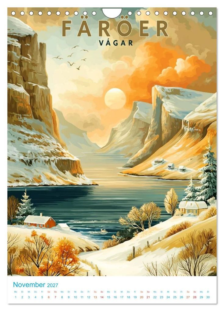 Weitere Ansicht: Färöer Inseln - Old School Poster Style (Wandkalender 2027 DIN A4 hoch), CALVENDO Monatskalender | Val Thoermer, Calvendo