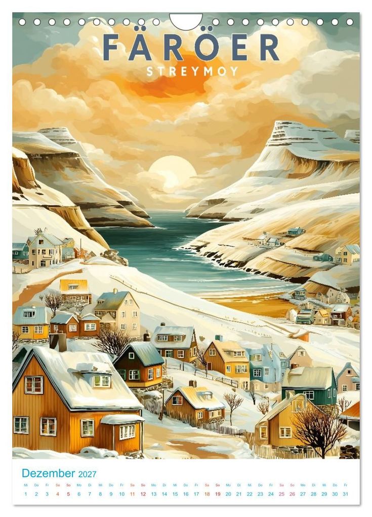 Weitere Ansicht: Färöer Inseln - Old School Poster Style (Wandkalender 2027 DIN A4 hoch), CALVENDO Monatskalender | Val Thoermer, Calvendo