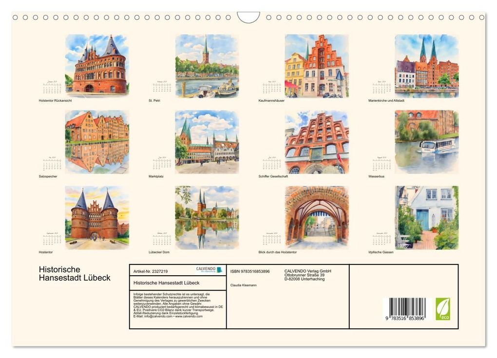 Weitere Ansicht: Historische Hansestadt Lübeck (Wandkalender 2027 DIN A3 quer), CALVENDO Monatskalender | Calvendo