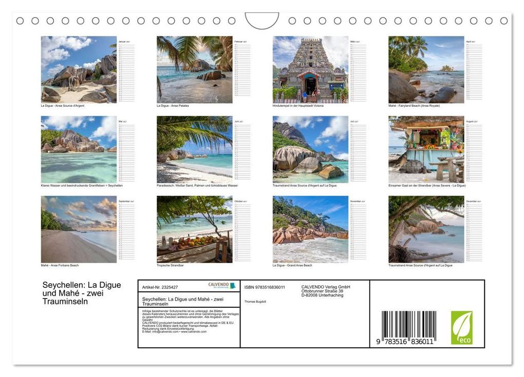 Weitere Ansicht: Seychellen: La Digue und Mahé - zwei Trauminseln (Wandkalender 2027 DIN A4 quer), CALVENDO Monatskalender | Thomas Bugdoll, Calvendo