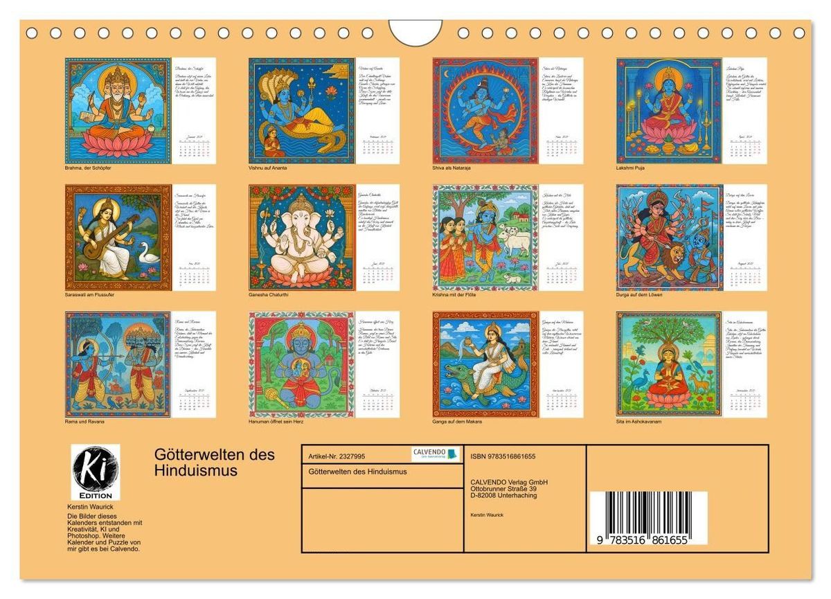 Weitere Ansicht: Götterwelten des Hinduismus (Wandkalender 2027 DIN A4 quer), CALVENDO Monatskalender | Kerstin Waurick, Calvendo