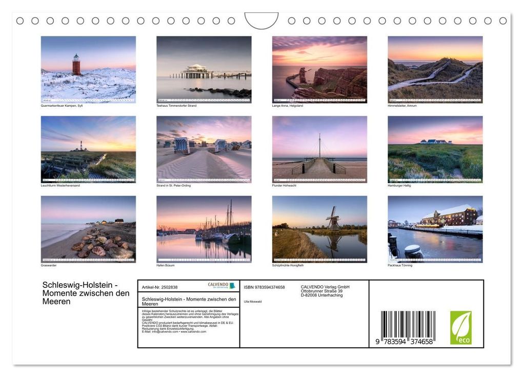 Weitere Ansicht: Schleswig-Holstein - Momente zwischen den Meeren (Wandkalender 2027 DIN A4 quer), CALVENDO Monatskalender | Ulla Moswald, Calvendo