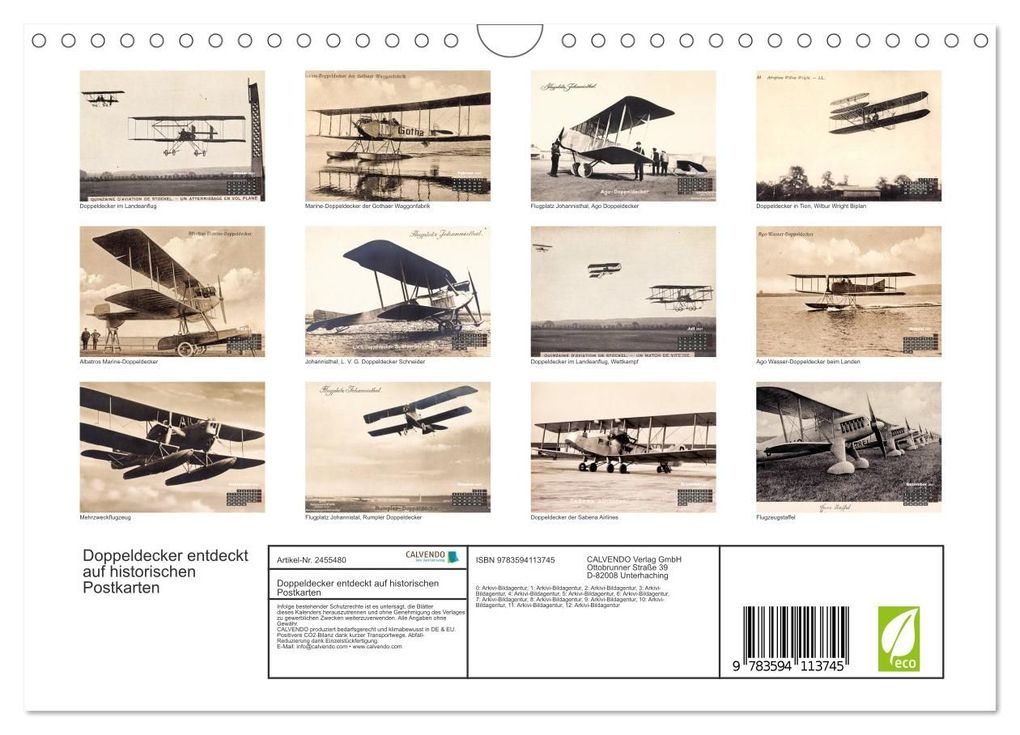 Weitere Ansicht: Doppeldecker entdeckt auf historischen Postkarten (Wandkalender 2027 DIN A4 quer), CALVENDO Monatskalender | Calvendo, Calvendo Calvendo