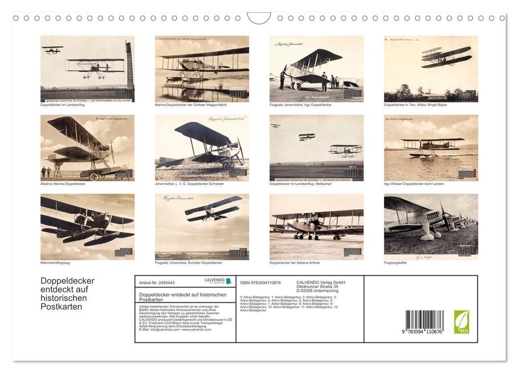 Weitere Ansicht: Doppeldecker entdeckt auf historischen Postkarten (Wandkalender 2027 DIN A3 quer), CALVENDO Monatskalender | Calvendo