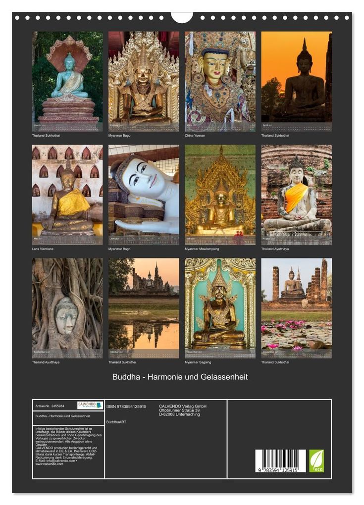 Weitere Ansicht: Buddha - Harmonie und Gelassenheit (Wandkalender 2027 DIN A3 hoch), CALVENDO Monatskalender | Calvendo, BuddhaART, BuddhaART BuddhaART