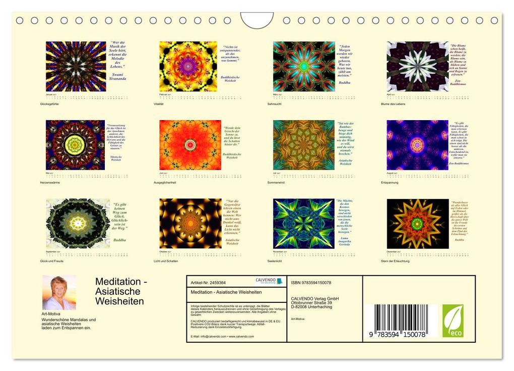 Weitere Ansicht: Meditation - Asiatische Weisheiten (Wandkalender 2027 DIN A4 quer), CALVENDO Monatskalender | Calvendo, Art-Motiva