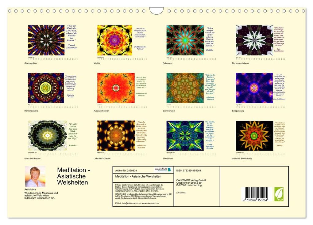 Weitere Ansicht: Meditation - Asiatische Weisheiten (Wandkalender 2027 DIN A3 quer), CALVENDO Monatskalender | Calvendo, Art-Motiva, Art-Motiva Art-Motiva