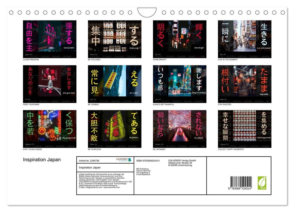 Weitere Ansicht: Inspiration Japan (Wandkalender 2027 DIN A4 quer), CALVENDO Monatskalender | MillennialDesigns, Calvendo