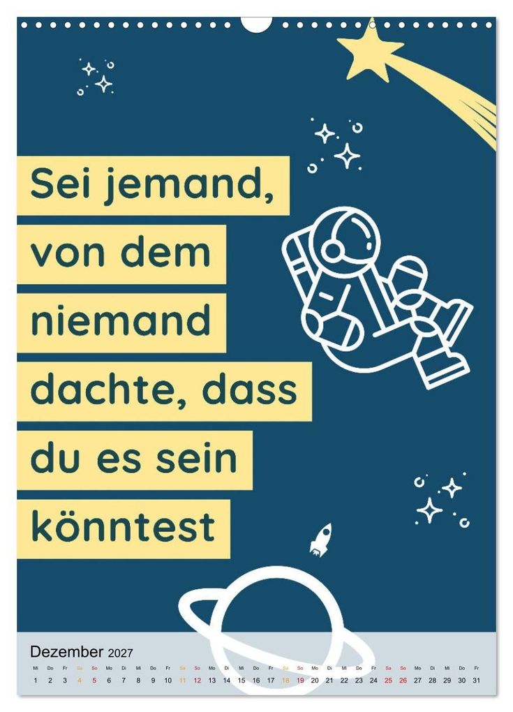 Weitere Ansicht: Dein monatlicher Motivationsschub: Das Leben wird nicht leichter, Du wirst nur stärker. (Wandkalender 2027 DIN A3 hoch), CALVENDO Monatskalender | CALVENDO
