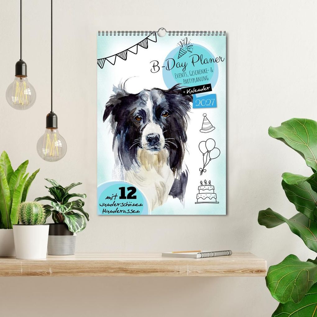Weitere Ansicht: B-DAY PLANER - Aquarell Hunderassen - Für Termine, Geschenke, Eventdetails & mehr (Wandkalender 2027 DIN A3 hoch), CALVENDO Monatskalender | MD-Publishing, Calvendo