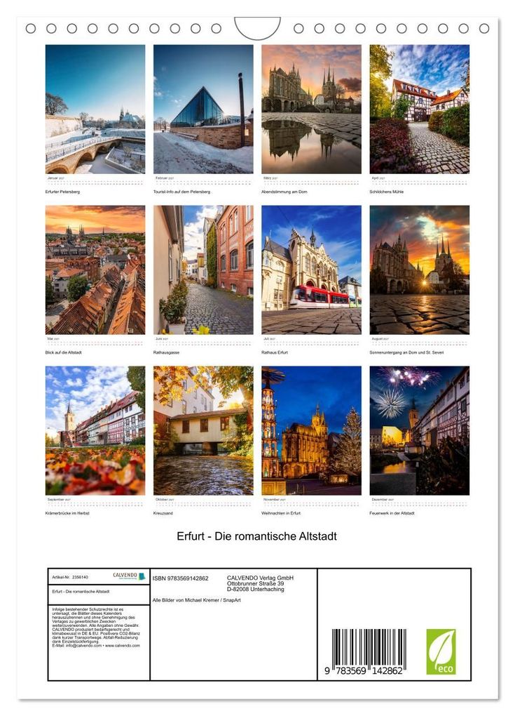 Weitere Ansicht: Erfurt - Die romantische Altstadt (Wandkalender 2027 DIN A4 hoch), CALVENDO Monatskalender | SnapArt, Calvendo