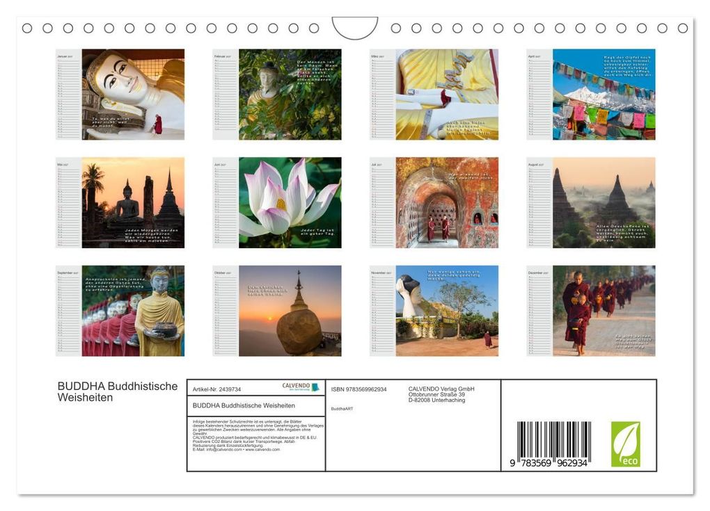 Weitere Ansicht: BUDDHA Buddhistische Weisheiten (Wandkalender 2027 DIN A4 quer), CALVENDO Monatskalender | BuddhaART, Calvendo