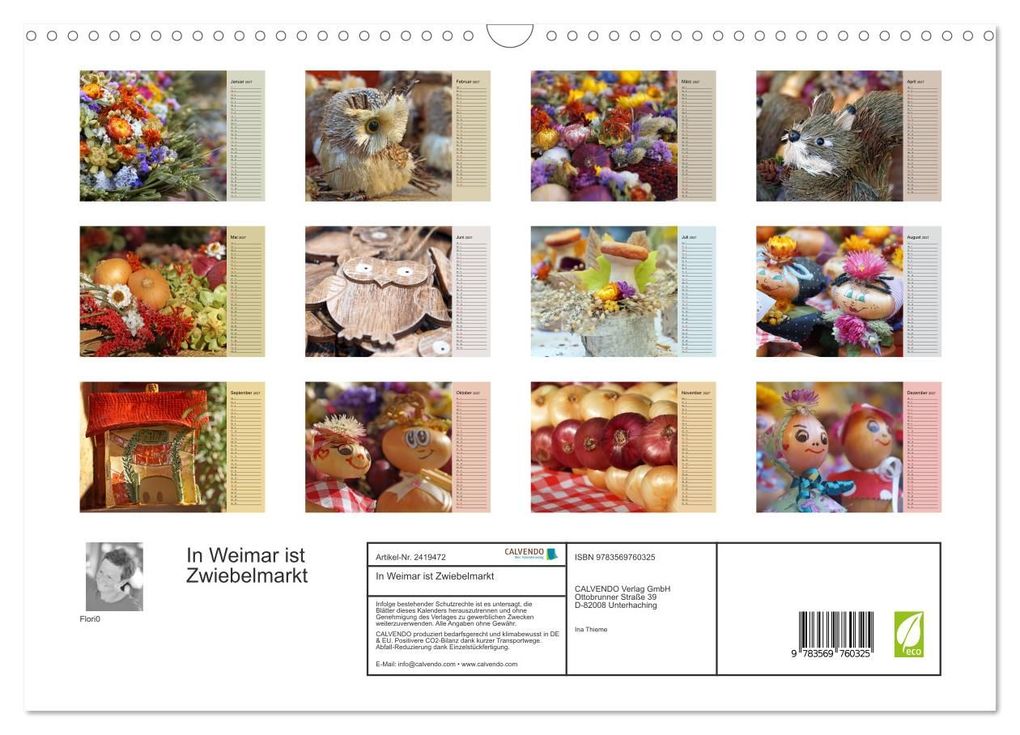Weitere Ansicht: In Weimar ist Zwiebelmarkt (Wandkalender 2027 DIN A3 quer), CALVENDO Monatskalender | Flori0, Calvendo