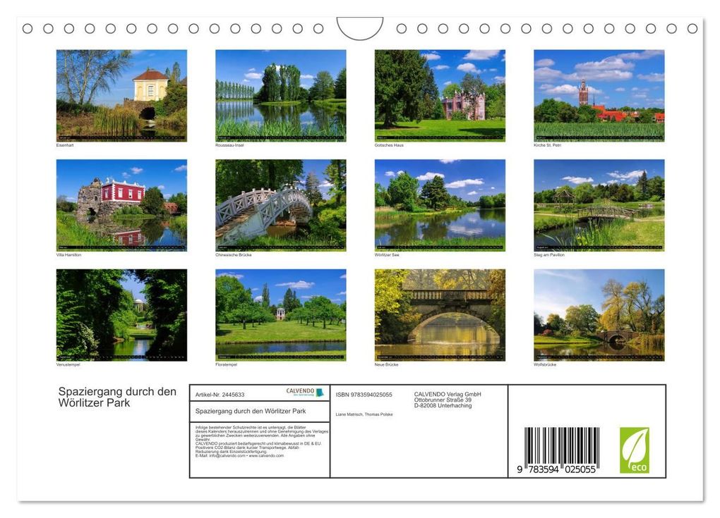 Weitere Ansicht: Spaziergang durch den Wörlitzer Park (Wandkalender 2027 DIN A4 quer), CALVENDO Monatskalender | LianeM, Calvendo