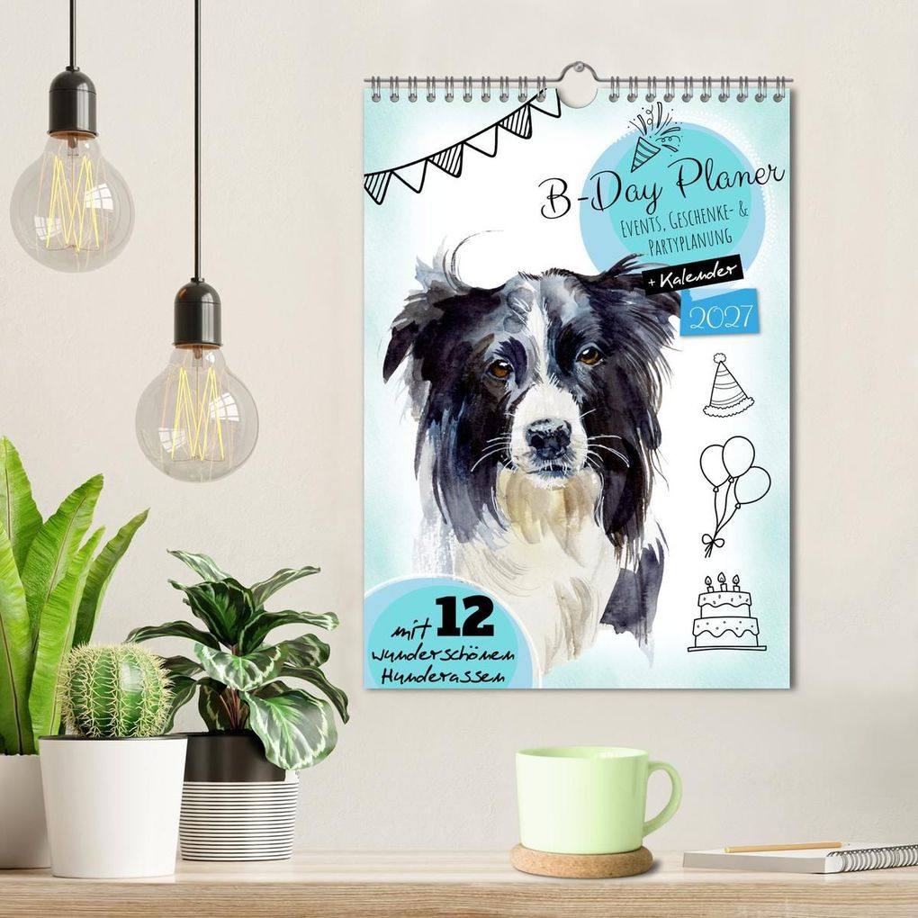 Weitere Ansicht: B-DAY PLANER - Aquarell Hunderassen - Für Termine, Geschenke, Eventdetails & mehr (Wandkalender 2027 DIN A4 hoch), CALVENDO Monatskalender | MD-Publishing, Calvendo
