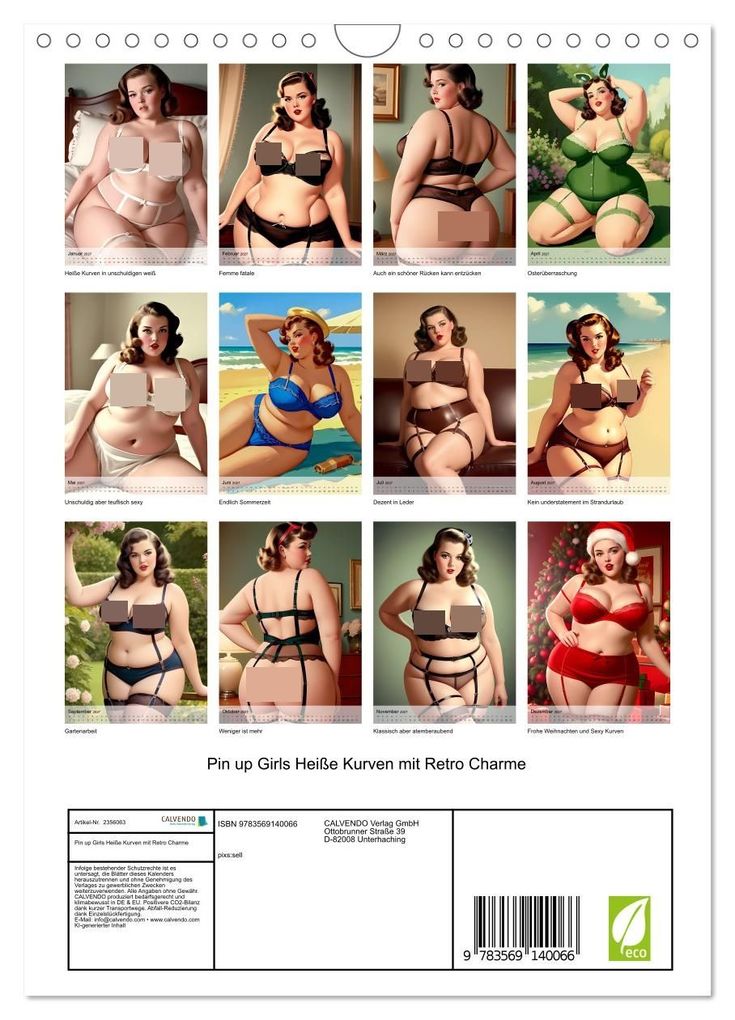 Weitere Ansicht: Pin up Girls Heiße Kurven mit Retro Charme (Wandkalender 2027 DIN A4 hoch), CALVENDO Monatskalender | pixs:sell, Calvendo