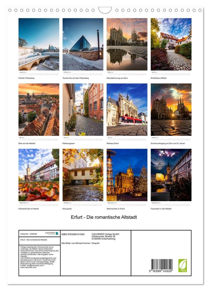 Weitere Ansicht: Erfurt - Die romantische Altstadt (Wandkalender 2027 DIN A3 hoch), CALVENDO Monatskalender | SnapArt, Calvendo