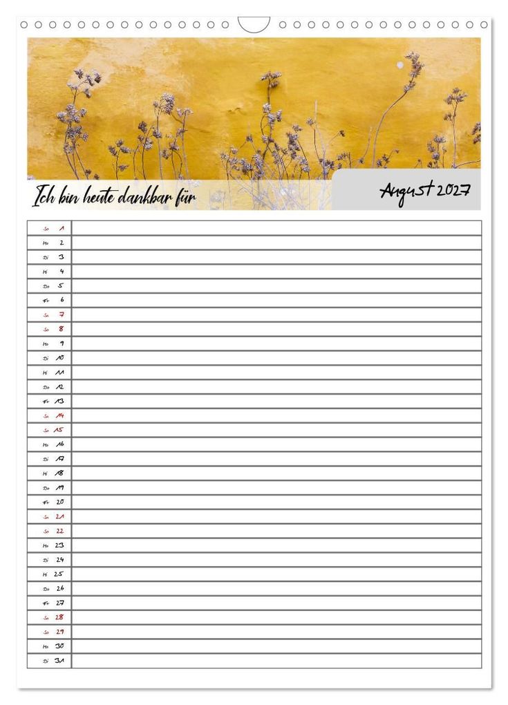 Weitere Ansicht: Ich bin dankbar - ein Jahr voller Achtsamkeit (Wandkalender 2027 DIN A3 hoch), CALVENDO Monatskalender | MD-Publishing, Calvendo