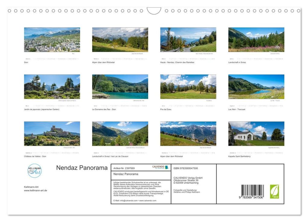 Weitere Ansicht: Nendaz Panorama (Wandkalender 2027 DIN A3 quer), CALVENDO Monatskalender | Kellmann-Art, Calvendo