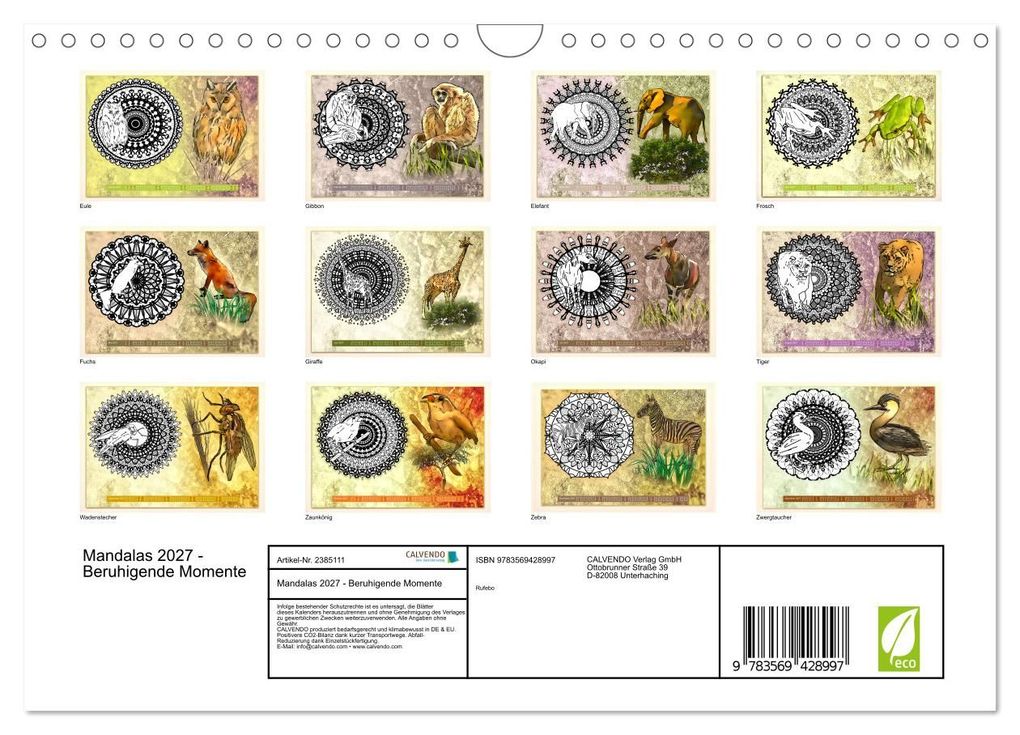 Weitere Ansicht: Mandalas 2027 - Beruhigende Momente (Wandkalender 2027 DIN A4 quer), CALVENDO Monatskalender | Rufebo, Calvendo