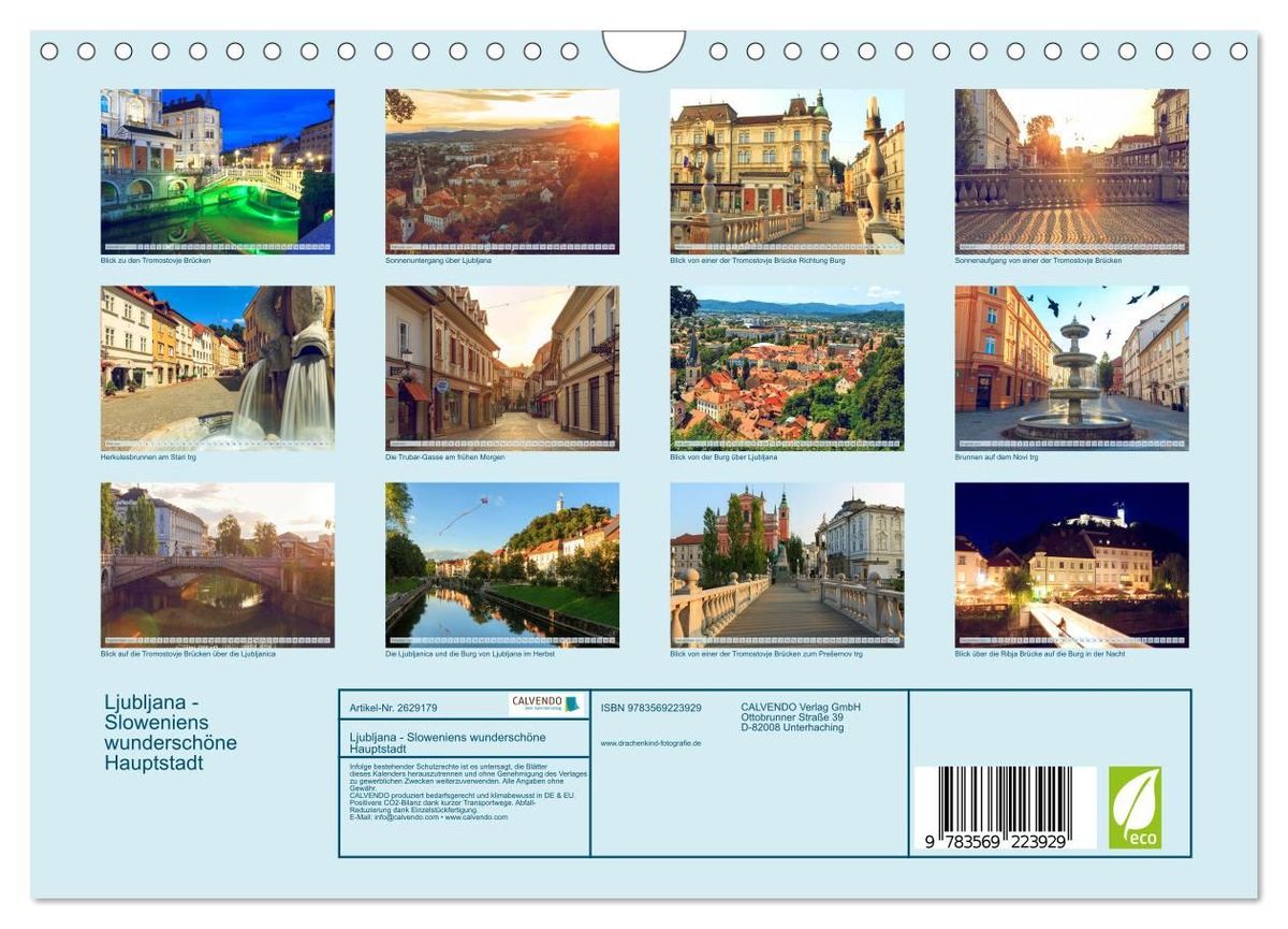 Weitere Ansicht: Ljubljana - Sloweniens wunderschöne Hauptstadt (Wandkalender 2027 DIN A4 quer), CALVENDO Monatskalender | drachenkind-fotografie, Calvendo