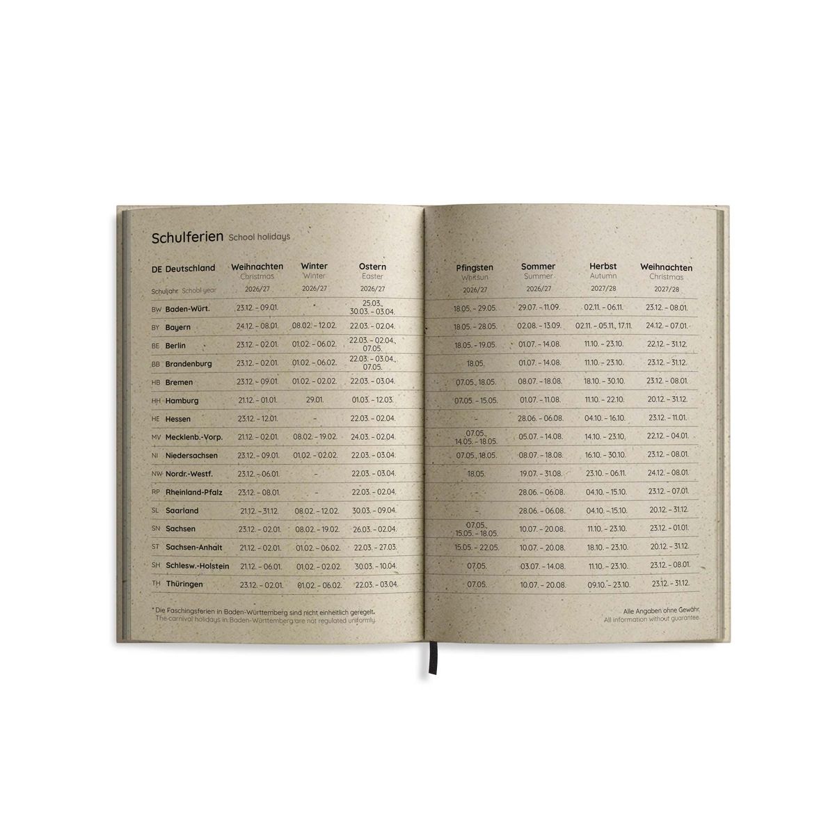 Weitere Ansicht: Kalender 2027 A6 Basic aus Graspapier - Jahresplaner Samaya - Farbe: Lunar Violet - matabooks