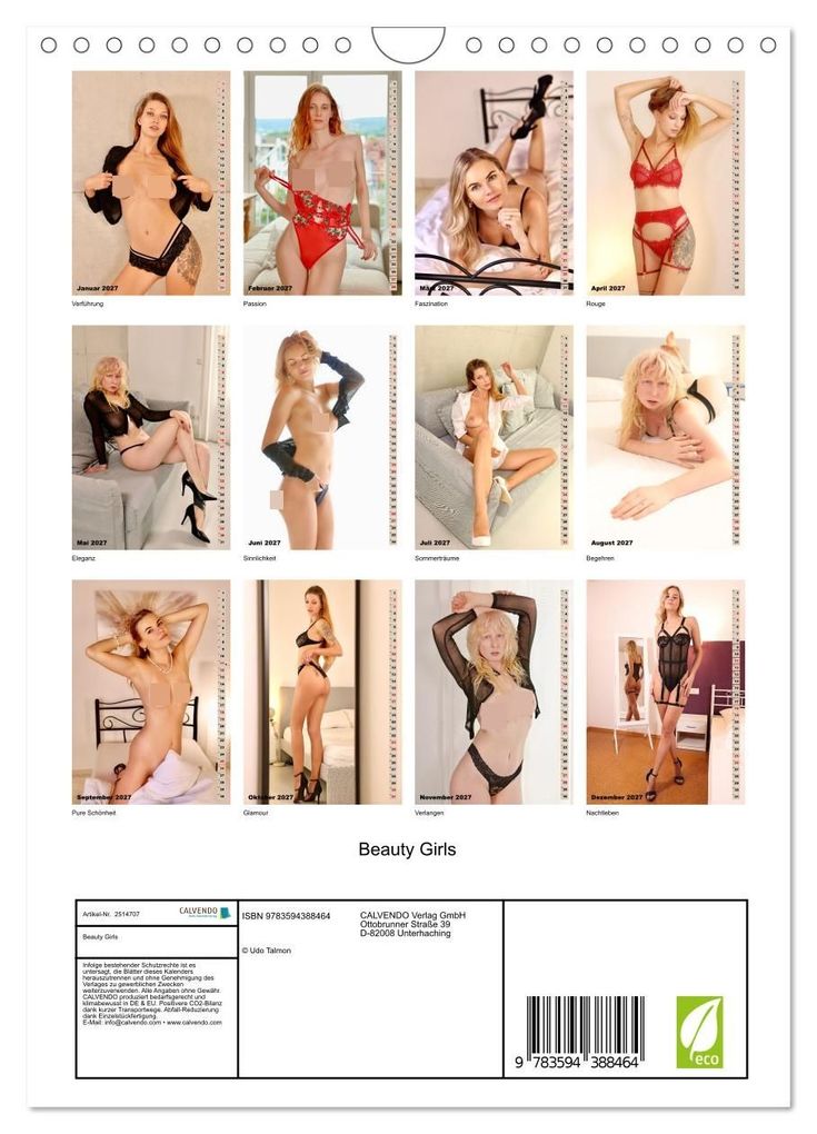 Weitere Ansicht: Beauty Girls (Wandkalender 2027 DIN A4 hoch), CALVENDO Monatskalender | Udo Talmon, Calvendo
