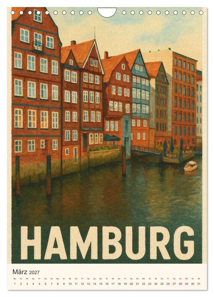 Weitere Ansicht: City Poster Hamburg - Stilisierte Impressionen der Hansestadt (Wandkalender 2027 DIN A4 hoch), CALVENDO Monatskalender | Sabine Wagner, Calvendo