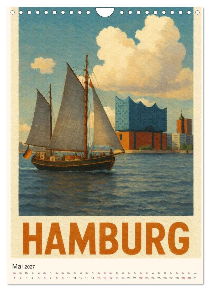 Weitere Ansicht: City Poster Hamburg - Stilisierte Impressionen der Hansestadt (Wandkalender 2027 DIN A4 hoch), CALVENDO Monatskalender | Sabine Wagner, Calvendo