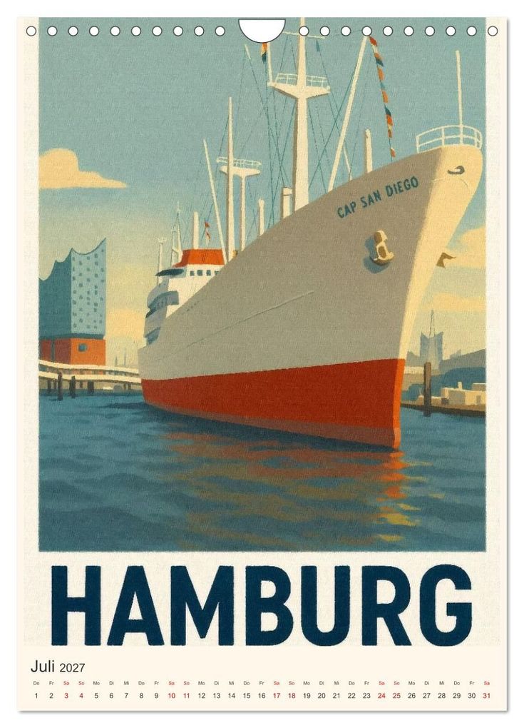 Weitere Ansicht: City Poster Hamburg - Stilisierte Impressionen der Hansestadt (Wandkalender 2027 DIN A4 hoch), CALVENDO Monatskalender | Sabine Wagner, Calvendo