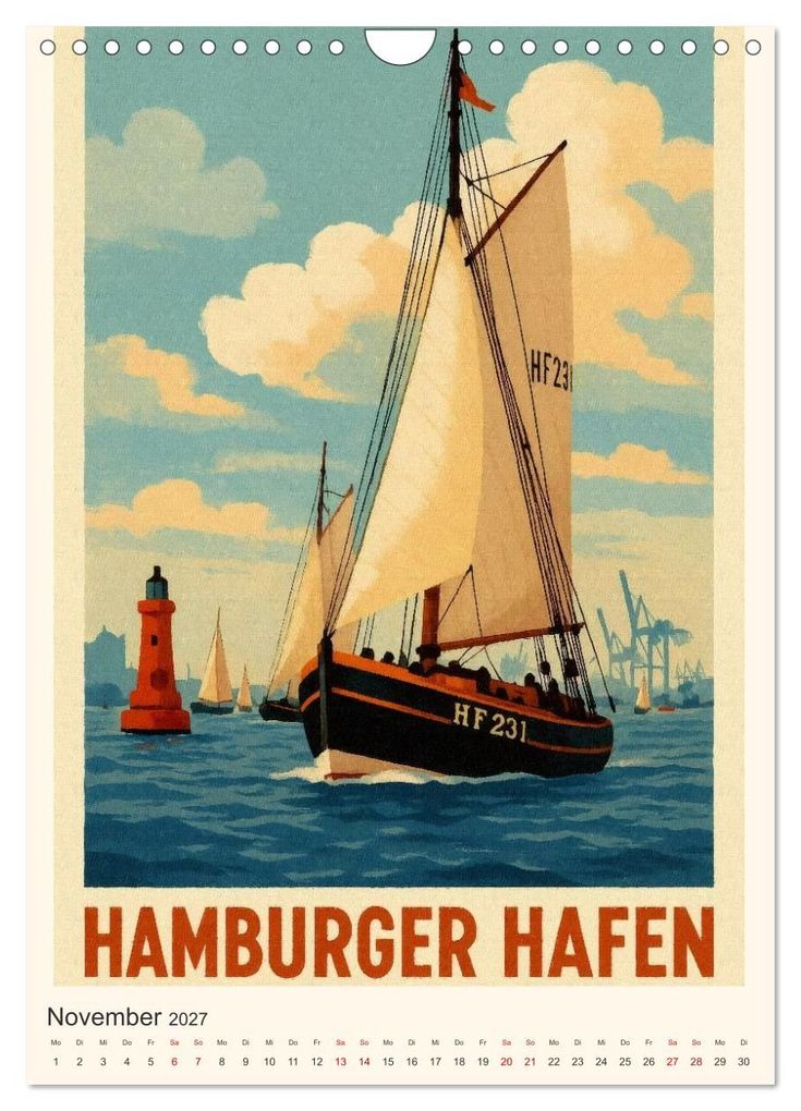 Weitere Ansicht: City Poster Hamburg - Stilisierte Impressionen der Hansestadt (Wandkalender 2027 DIN A4 hoch), CALVENDO Monatskalender | Sabine Wagner, Calvendo