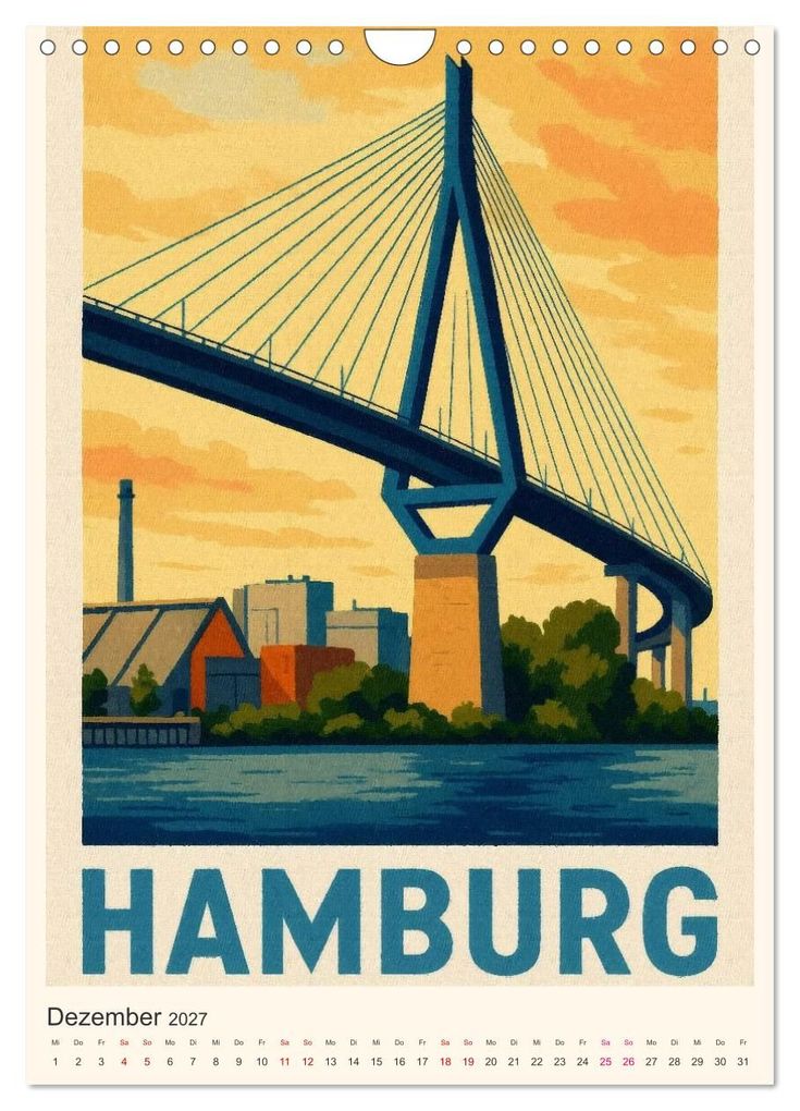 Weitere Ansicht: City Poster Hamburg - Stilisierte Impressionen der Hansestadt (Wandkalender 2027 DIN A4 hoch), CALVENDO Monatskalender | Sabine Wagner, Calvendo