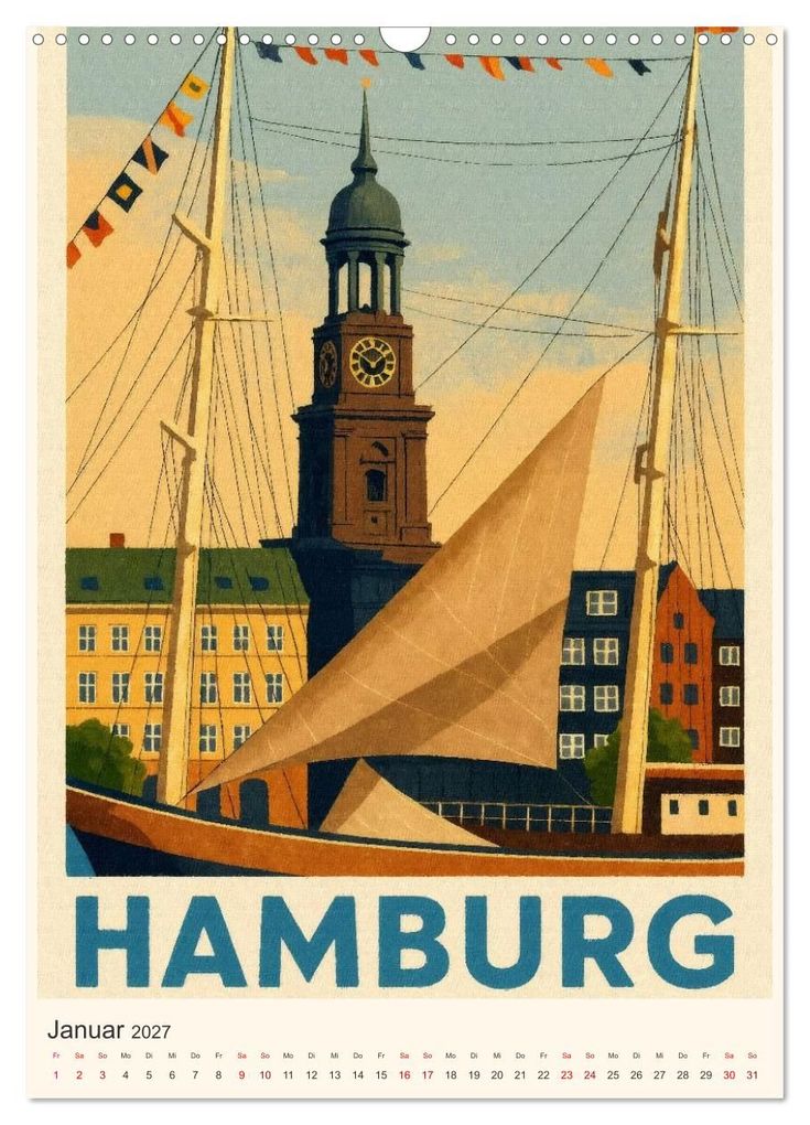 Weitere Ansicht: City Poster Hamburg - Stilisierte Impressionen der Hansestadt (Wandkalender 2027 DIN A3 hoch), CALVENDO Monatskalender | Sabine Wagner, Calvendo