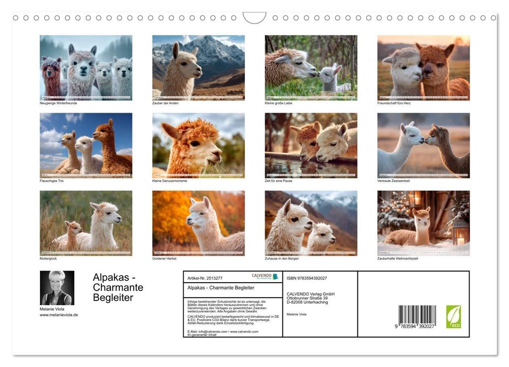 Weitere Ansicht: Alpakas - Charmante Begleiter (Wandkalender 2027 DIN A3 quer), CALVENDO Monatskalender | Melanie Viola, Calvendo