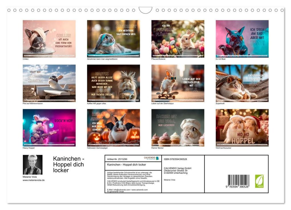 Weitere Ansicht: Kaninchen - Hoppel dich locker (Wandkalender 2027 DIN A3 quer), CALVENDO Monatskalender | Melanie Viola, Calvendo