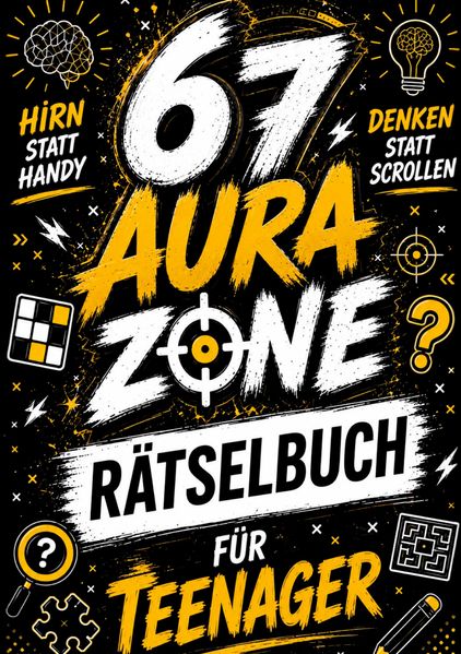 Produktbild: 67 Rätselbuch für Teenager. Hirn statt Handy: AURA ZONE: Geniale Denkspiele, Offline Rätsel & Challenges | Aura Quest Studios