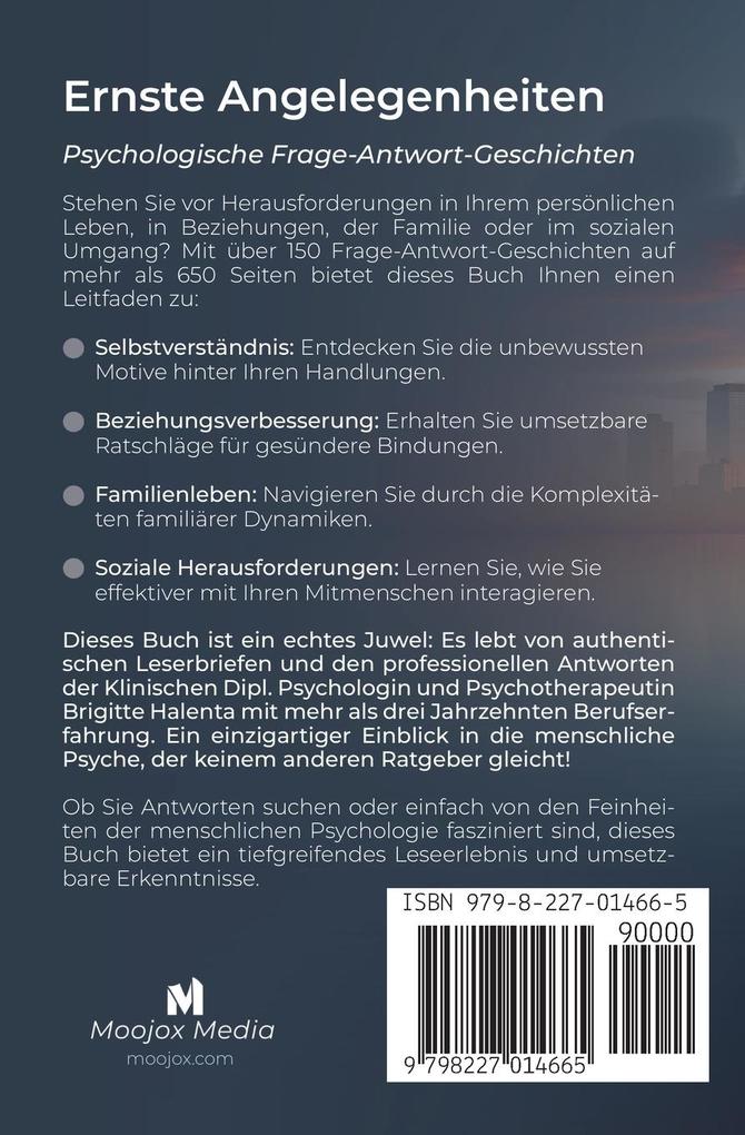 Weitere Ansicht: Ernste Angelegenheiten - Psychologische Frage-Antwort-Geschichten Band 1 | Brigitte Halenta