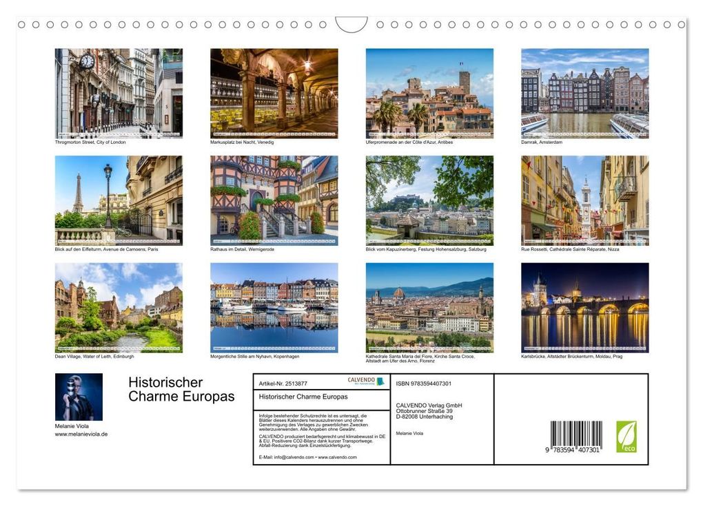 Weitere Ansicht: Historischer Charme Europas (Wandkalender 2027 DIN A3 quer), CALVENDO Monatskalender | Melanie Viola, Calvendo
