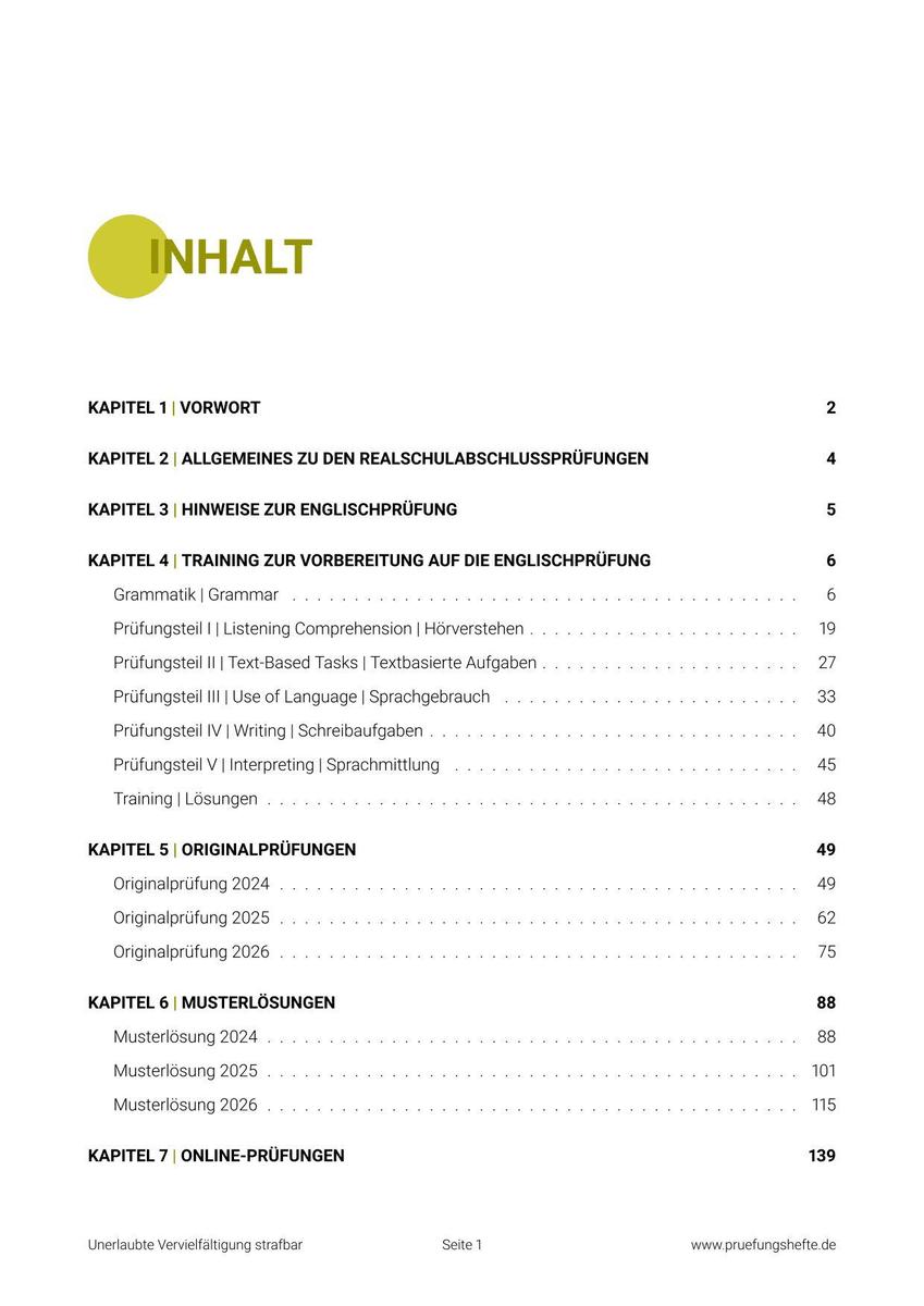 Weitere Ansicht: Prüfungsheft Realschule 2027 BW - Englisch