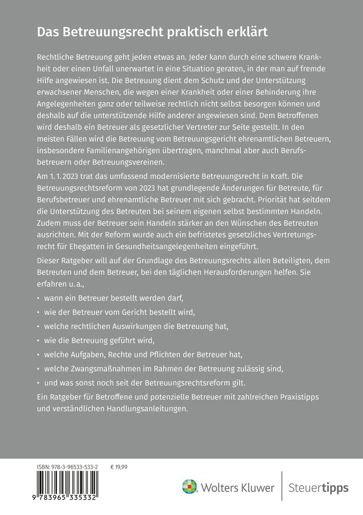Weitere Ansicht: Das Betreuungsrecht praktisch erklärt | Otto N. Bretzinger