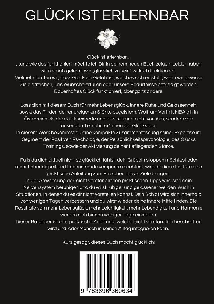 Weitere Ansicht: Glück ist erlernbar | MBA, Wolfram Vertnik, Mba Vertnik