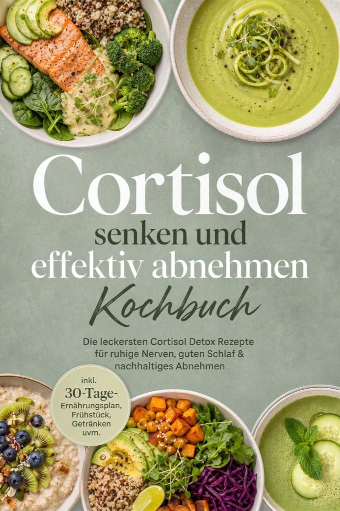 Produktbild: Cortisol senken und effektiv abnehmen Kochbuch: Die leckersten Cortisol Detox Rezepte für ruhige Nerven, guten Schlaf & nachhaltiges Abnehmen - inkl. 30-Tage-Ernährungsplan, Frühstück, Getränken uvm. | Marieke Nirwing