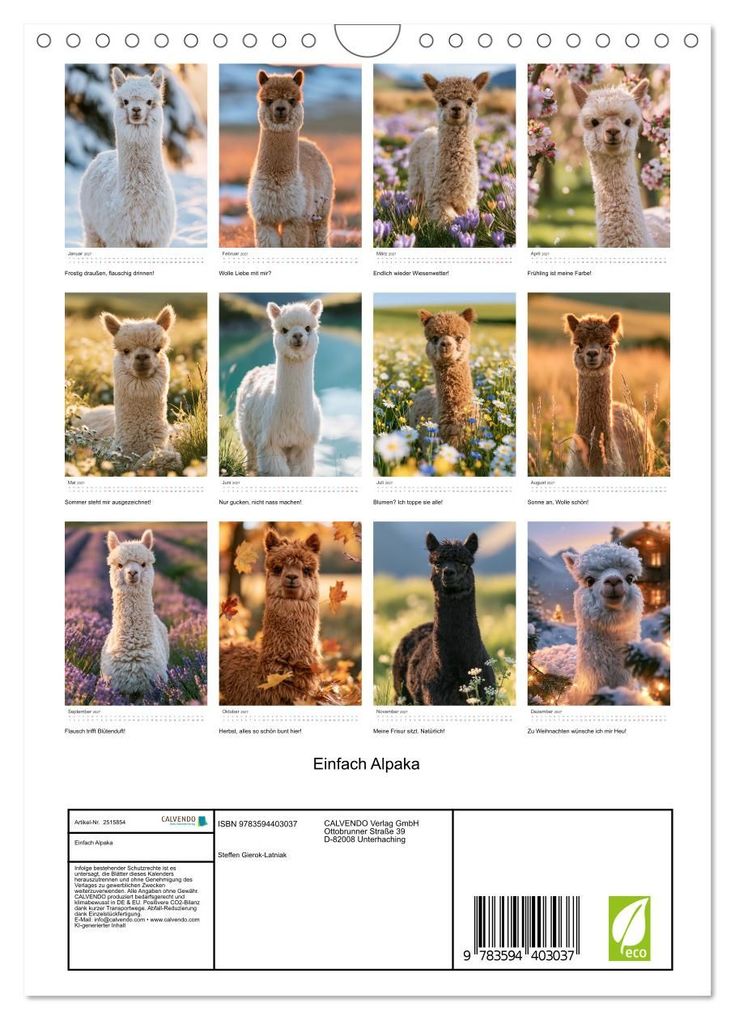 Weitere Ansicht: Einfach Alpaka (Wandkalender 2027 DIN A4 hoch), CALVENDO Monatskalender | Steffen Gierok-Latniak, Calvendo