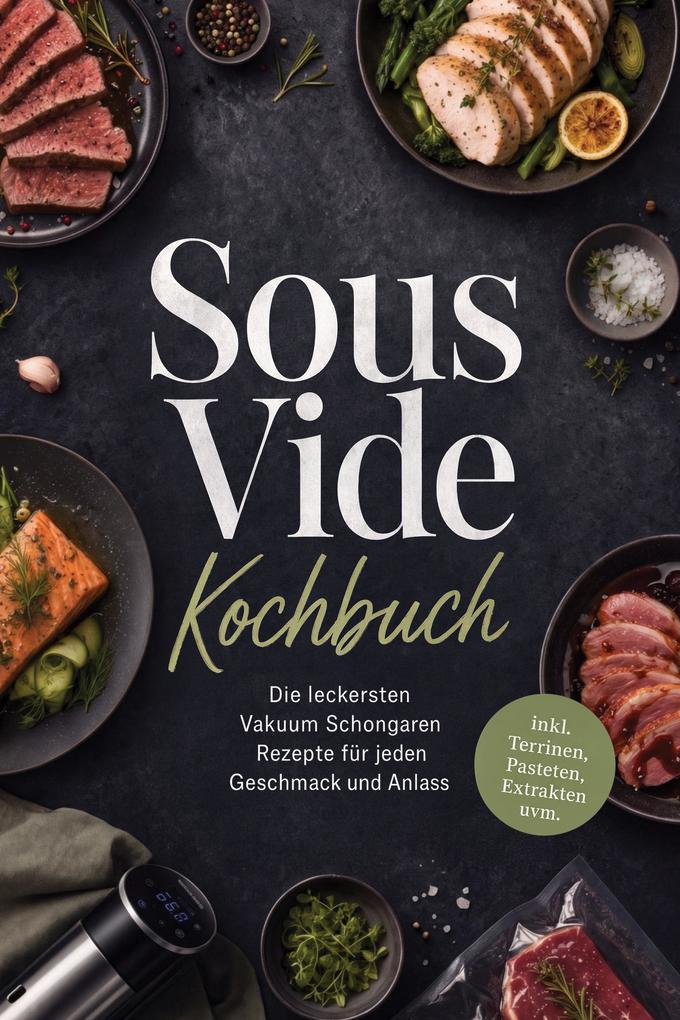 Produktbild: Sous Vide Kochbuch: Die leckersten Vakuum Schongaren Rezepte für jeden Geschmack und Anlass - inkl. Terrinen, Pasteten, Extrakten uvm. | Mariam Feldmann