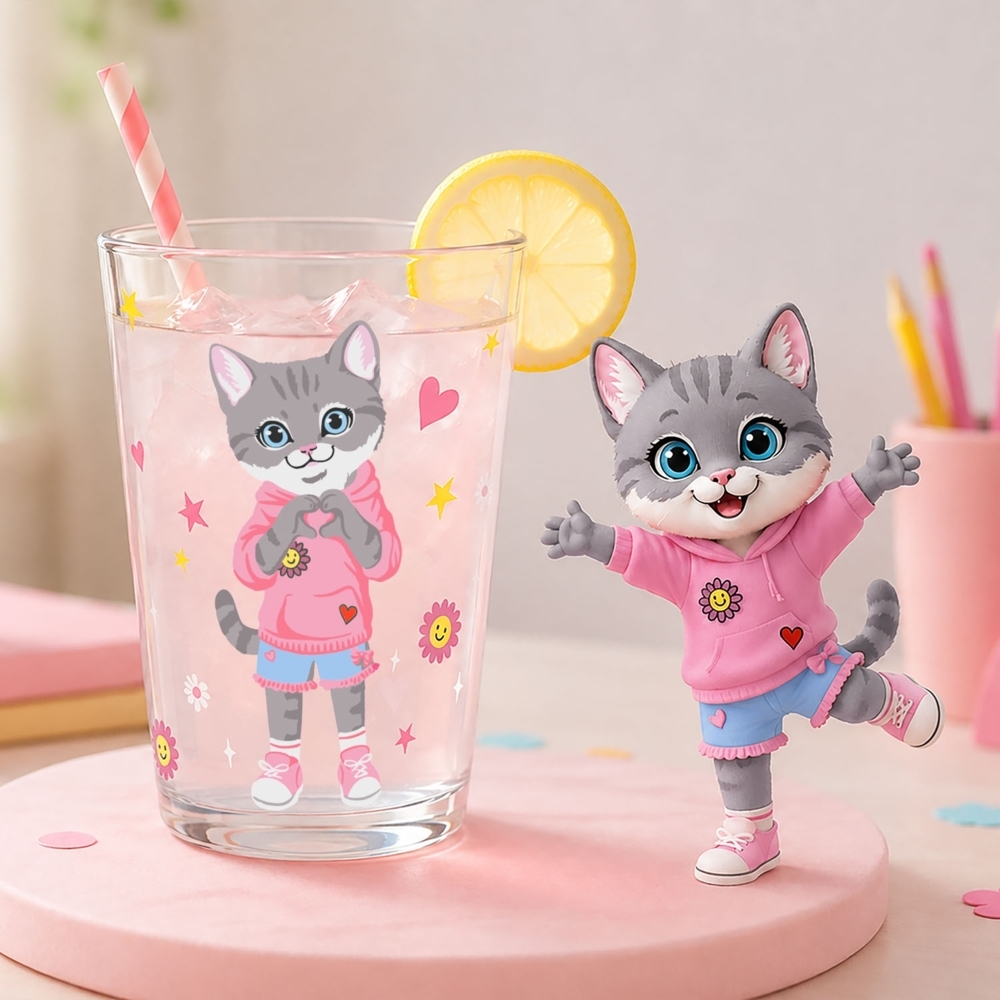 Weitere Ansicht: Trinkglas Motiv "Katze"