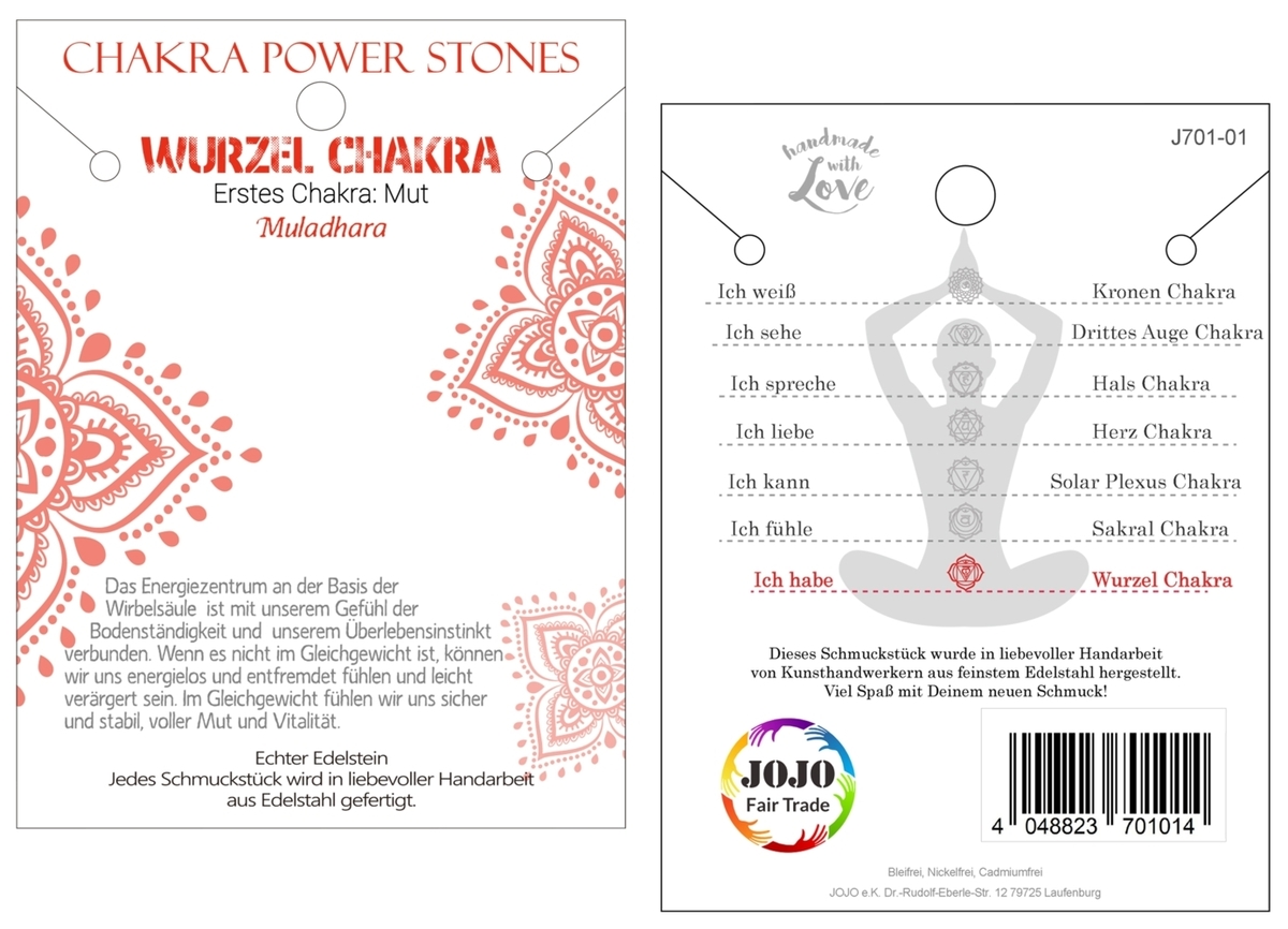 Weitere Ansicht: Wurzel Chakra - Mut - Kette, J701-01